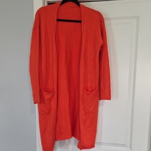 Women's Orange Open-Front Sweater